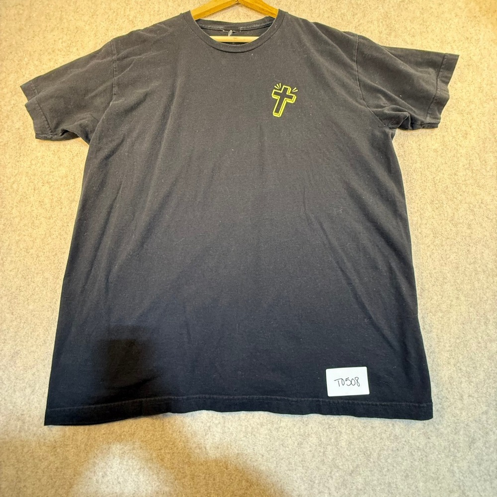King Of Kings Cross Graphic T-Shirt Black Short Sleeve Religious Mens XL